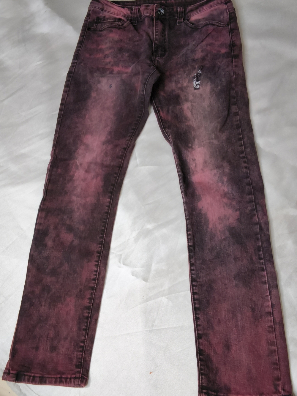 Skinny Tie-Dye Burgundy Jeans
